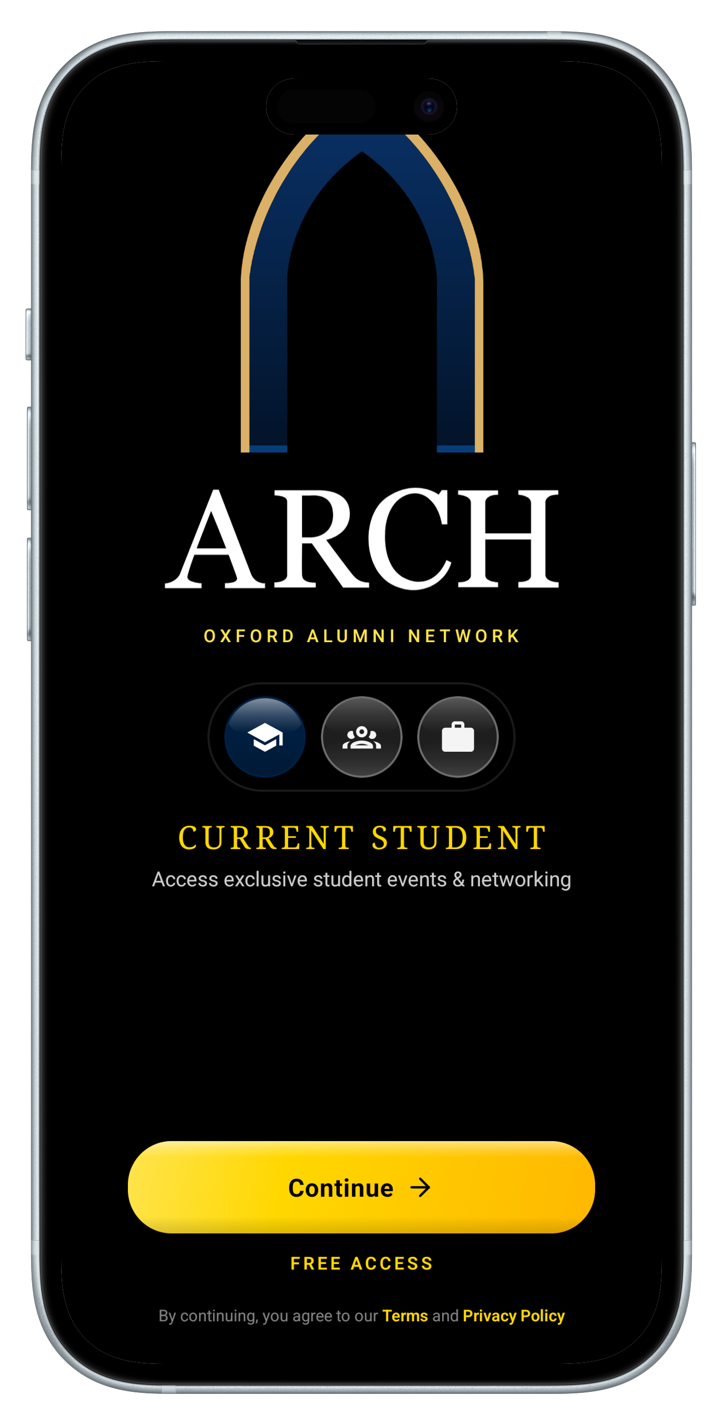 ARCH App iOS - Aplicación móvil para comunidad de Oxford University desarrollada con React Native y Expo